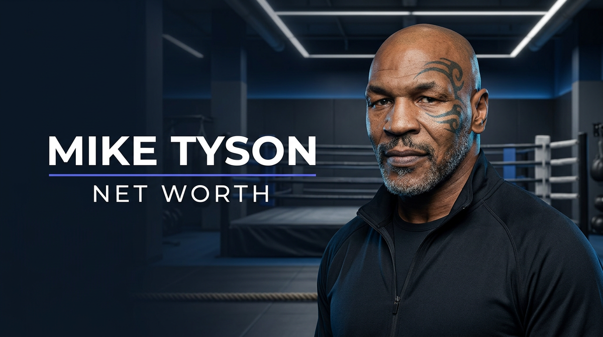 Mike Tyson looking focused in boxing attire during a press conference