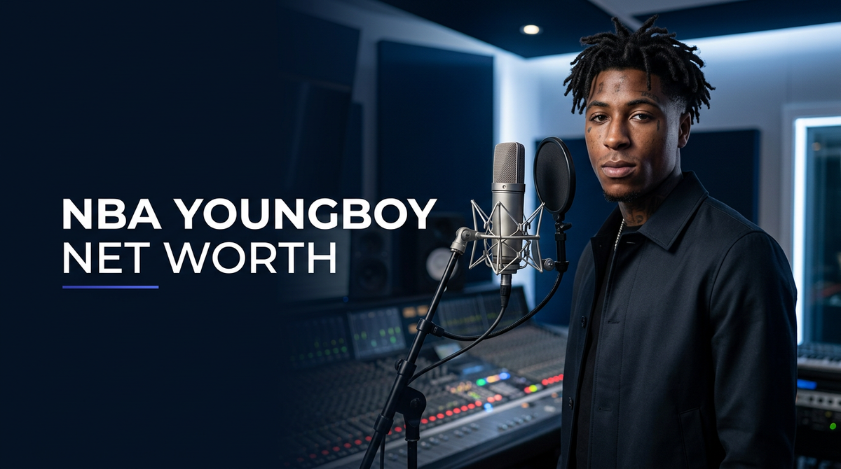 Rapper NBA YoungBoy performing on stage under stage lighting