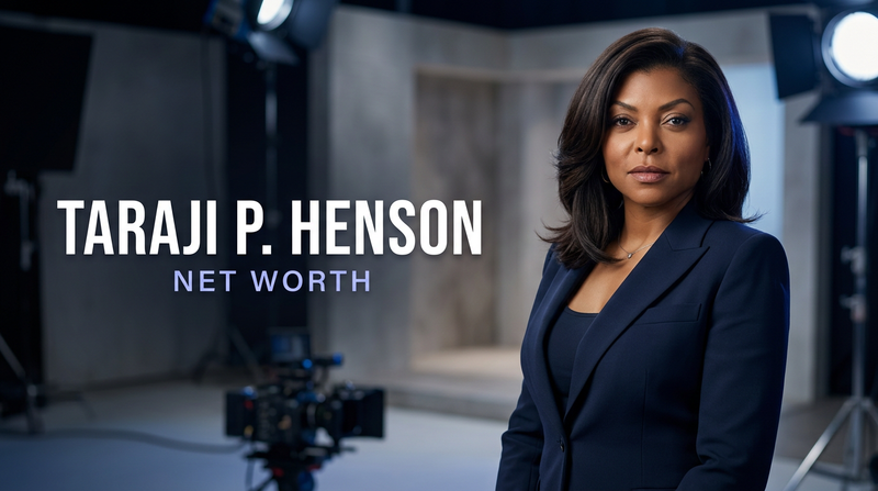 Taraji P. Henson speaking at an entertainment industry event, representing her net worth and business ventures