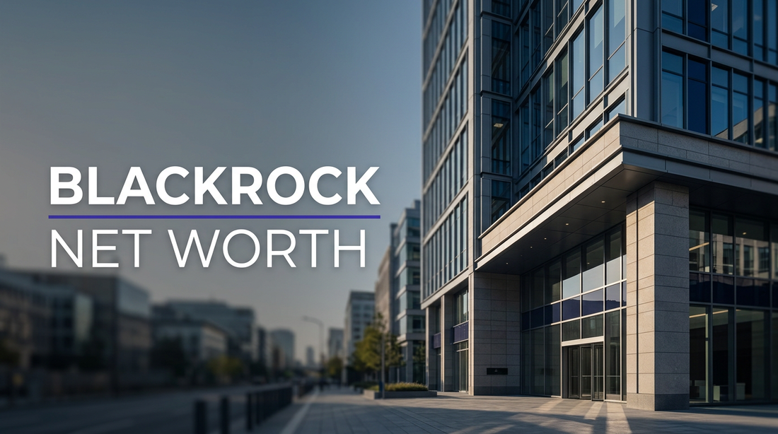 Financial graphic illustrating BlackRock corporate scale, comparing assets under management, balance sheet equity, and executive wealth