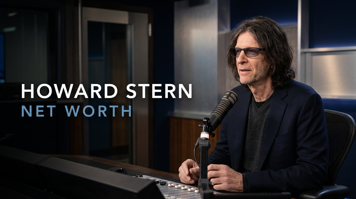 Howard Stern at a broadcast event wearing headphones and dark sunglasses