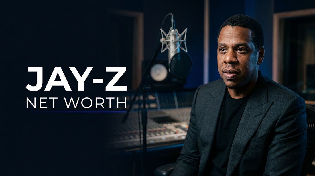 Shawn Jay-Z Carter in a tailored suit at a business conference representing his billionaire business empire