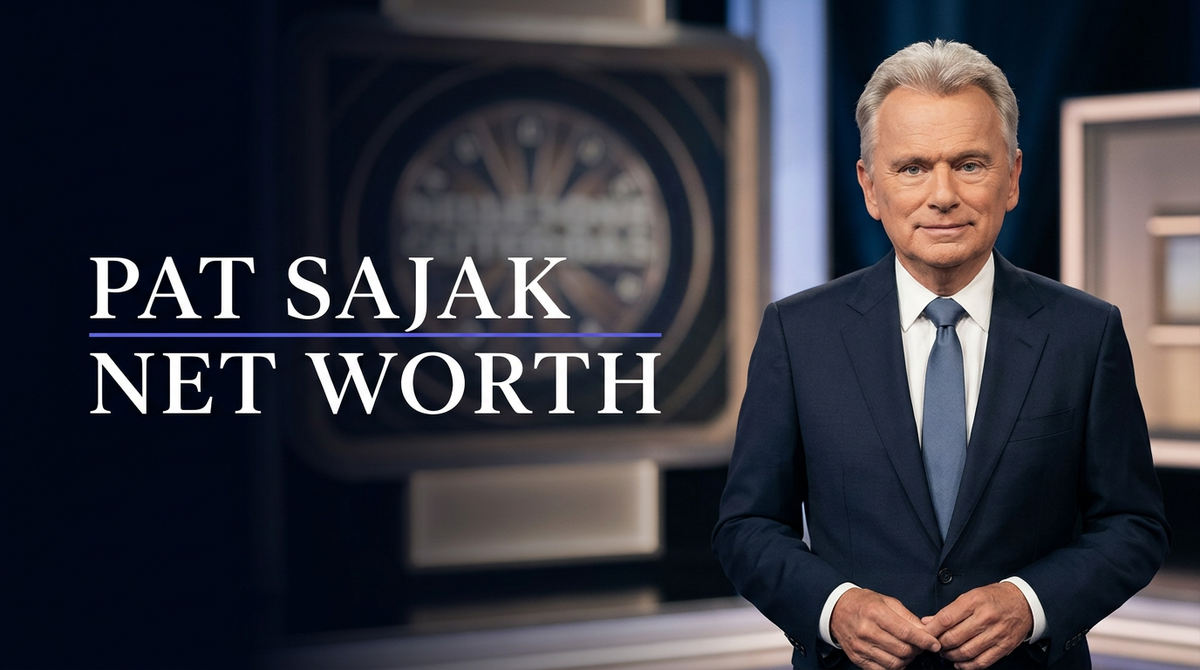 Pat Sajak on the set of Wheel of Fortune hosting a television broadcast