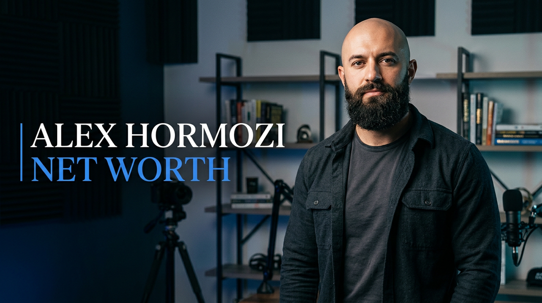 Alex Hormozi speaking at an entrepreneurship conference on private equity and business acquisition