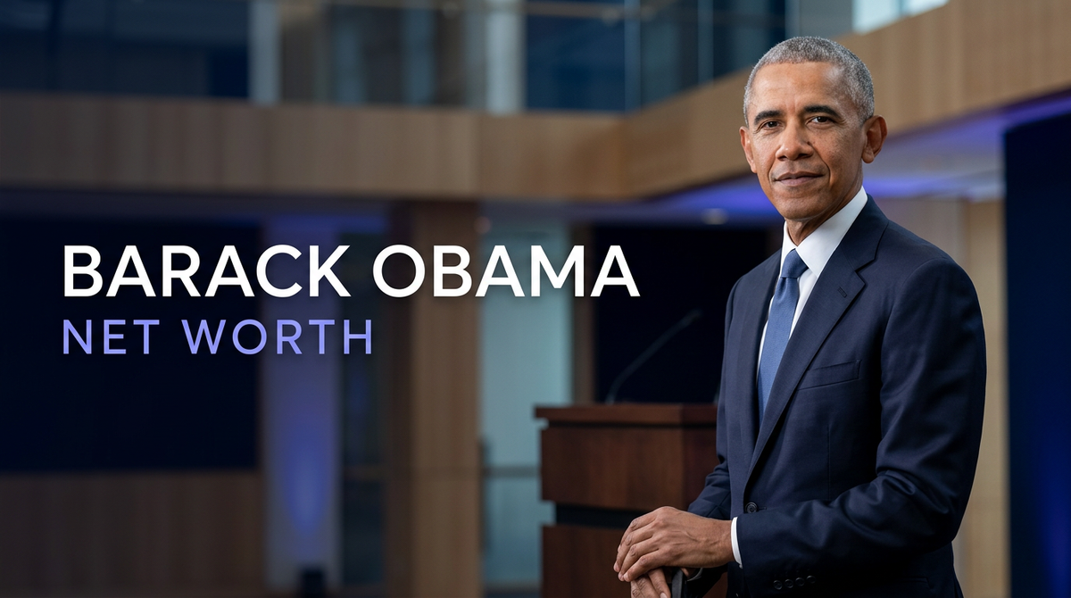 Barack Obama delivering an address, representing his post-presidency commercial and media career