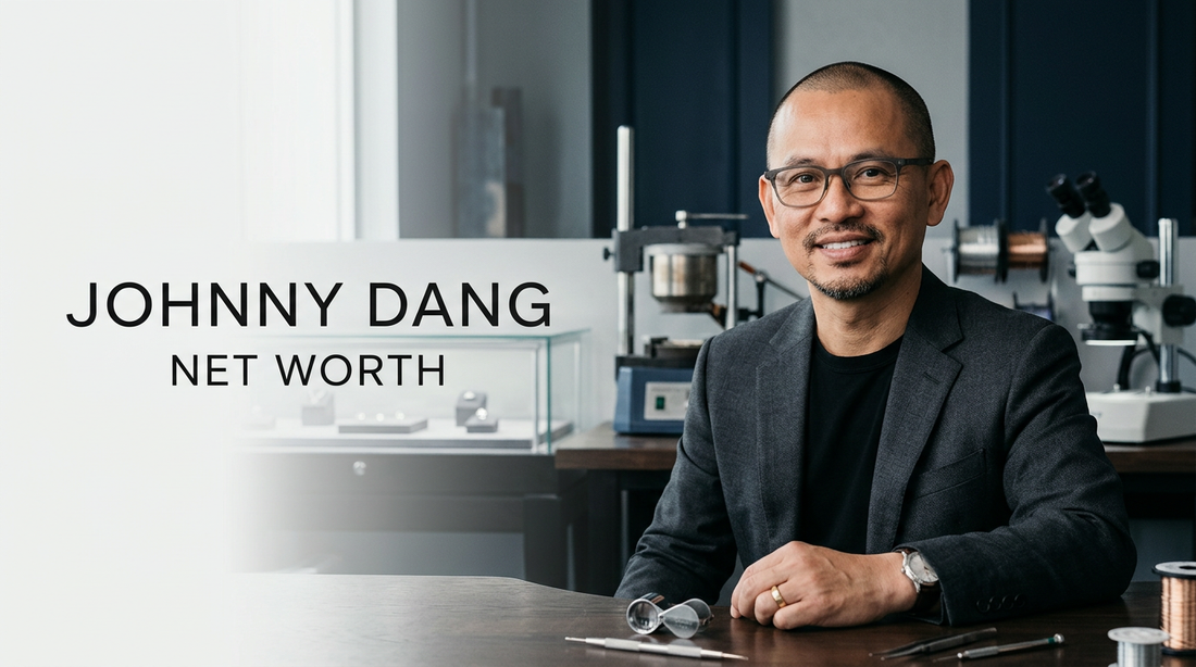 Johnny Dang posing in his luxury Houston jewelry showroom with diamond custom chains
