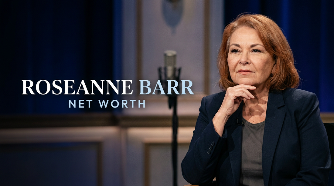 Comedian and television producer Roseanne Barr speaking at an entertainment media event