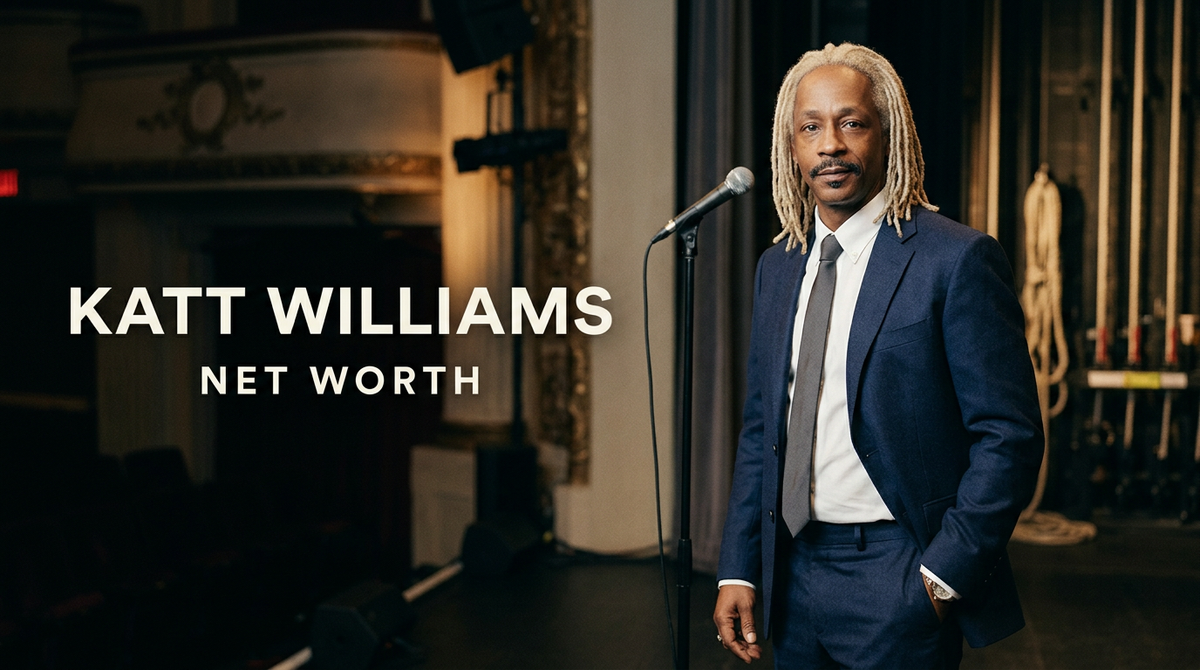 Katt Williams performing stand-up comedy on stage under arena spotlight