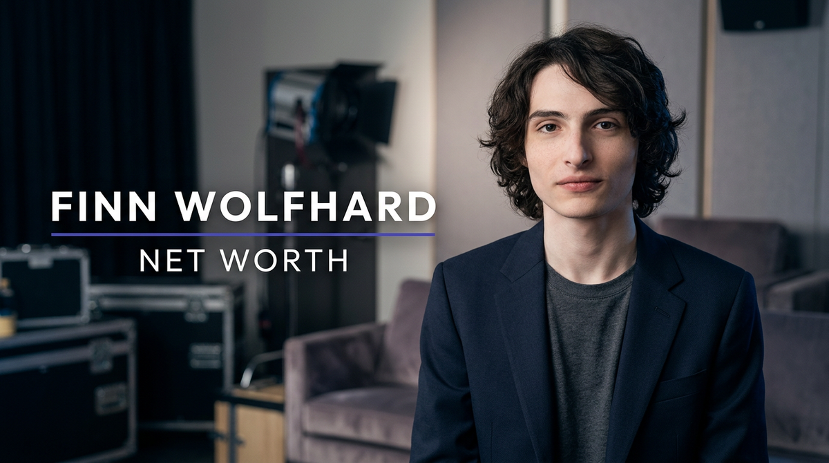 Finn Wolfhard smiling at a film premiere event in editorial lighting