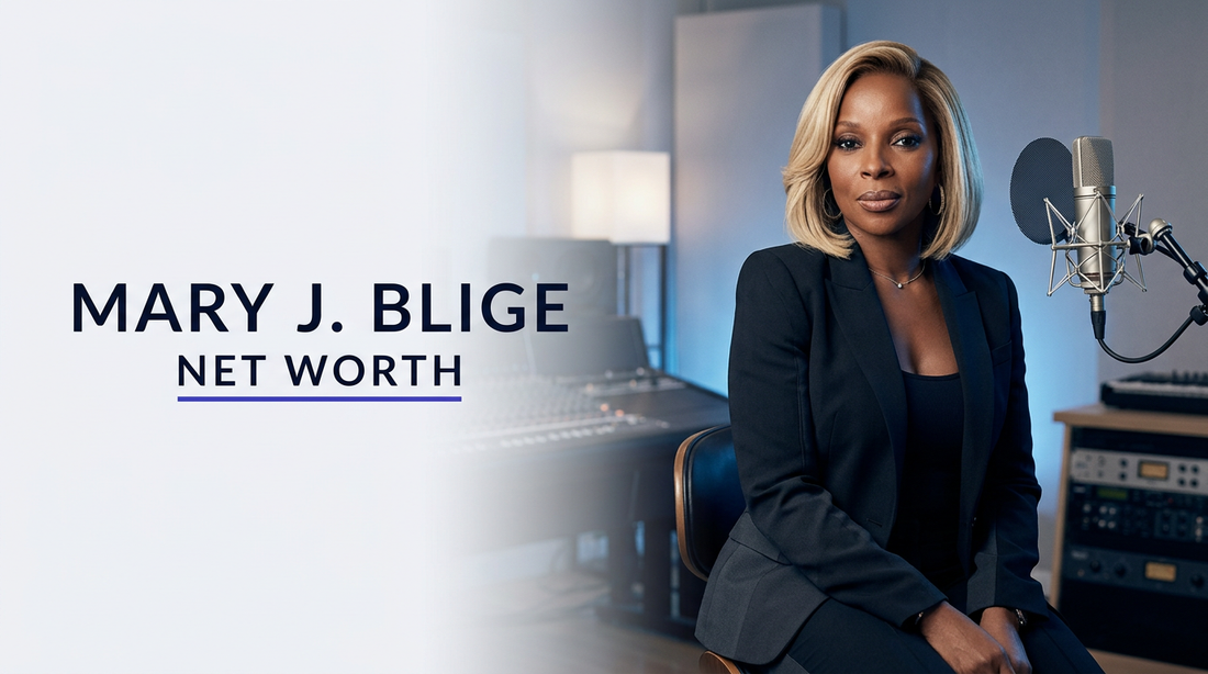 Mary J. Blige speaking on stage at a major entertainment and music industry event